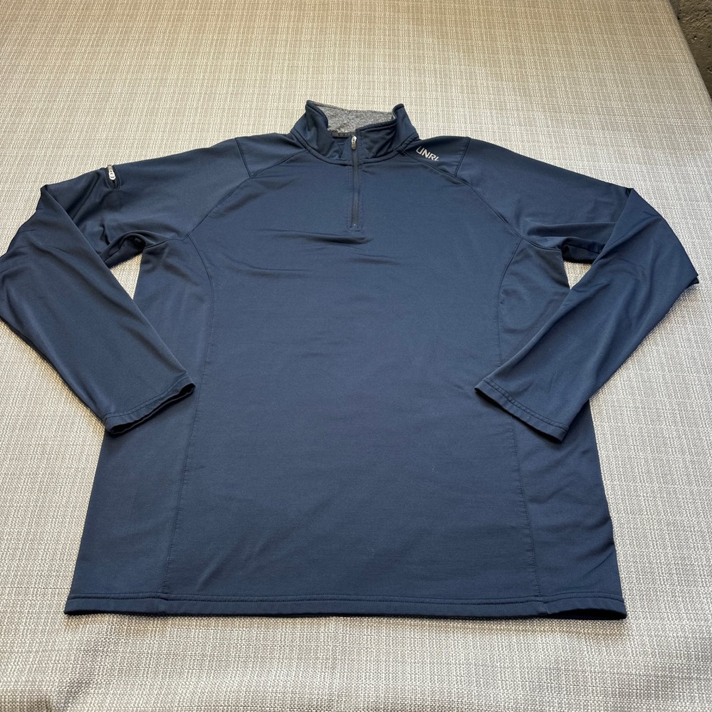 UNRL Navy Blue Quarter Zip Performance Pullover Mens Large Shirt Sleeve Pocket